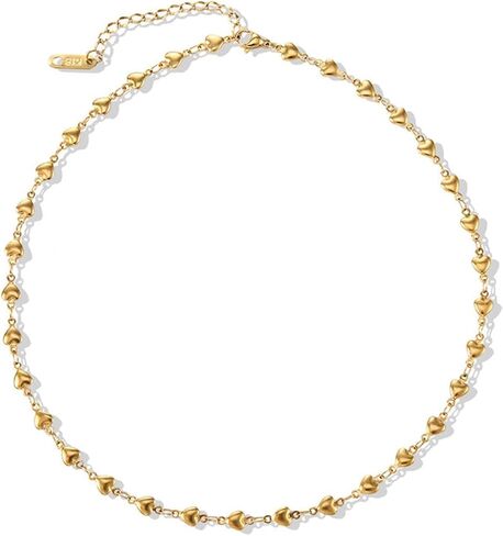 Small Heart Necklace for Women - 18K Gold/Silver/Colorful Plated Heart Choker Necklace - Cute Tiny Simple Minimalist Necklace Women's Dainty Layered Jewelry in Saudi Arabia