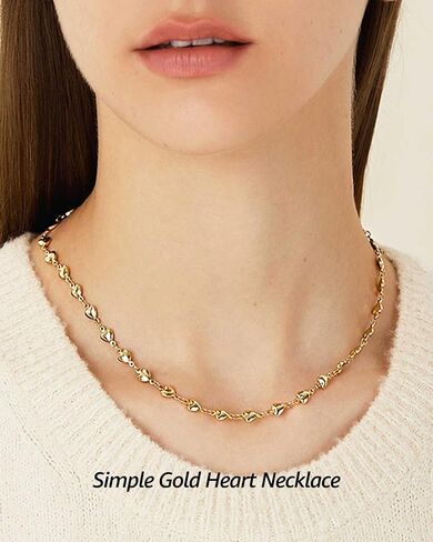 Small Heart Necklace for Women - 18K Gold/Silver/Colorful Plated Heart Choker Necklace - Cute Tiny Simple Minimalist Necklace Women's Dainty Layered Jewelry in Saudi Arabia