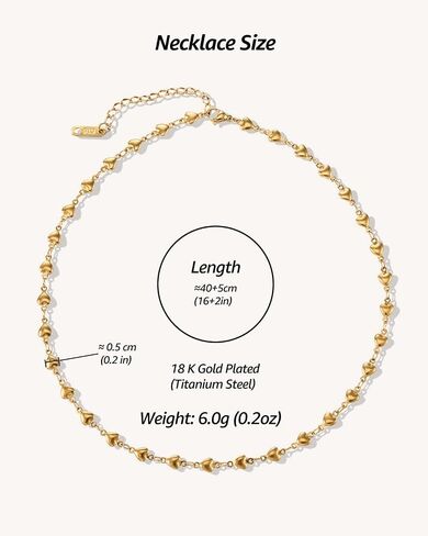 Small Heart Necklace for Women - 18K Gold/Silver/Colorful Plated Heart Choker Necklace - Cute Tiny Simple Minimalist Necklace Women's Dainty Layered Jewelry in Saudi Arabia