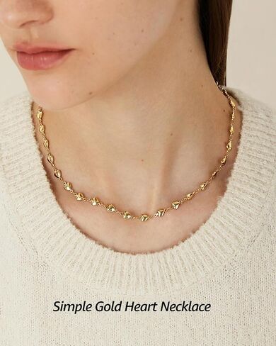 Small Heart Necklace for Women - 18K Gold/Silver/Colorful Plated Heart Choker Necklace - Cute Tiny Simple Minimalist Necklace Women's Dainty Layered Jewelry in Saudi Arabia