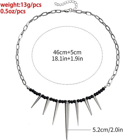 Yalice Punk Silver Choker Necklaces for Women Gothic Heart Star Pendant Necklace Chain with Rivet Grunge Y2K Rhinestone Jewelry Gifts in Saudi Arabia