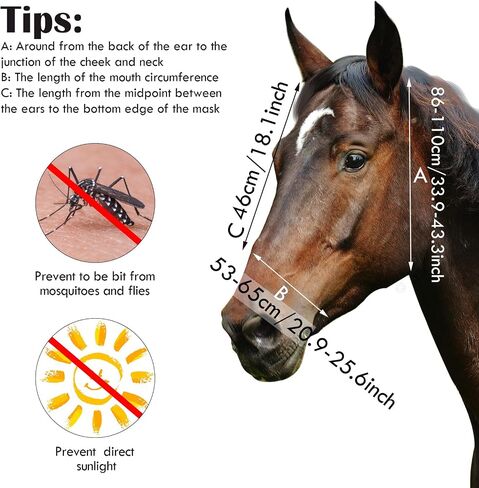 8 Pcs Horse Fly Masks for Horses Comfort Horse Fly Mask with Ears Soft Elasticity Fly Mask Sun Protection for Horses(Medium) in Saudi Arabia