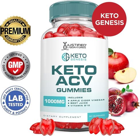 Justified Laboratories Keto Genesis Keto ACV Gummies Advanced Formula 1000MG Keto Genesis Keto Gummies Apple Cider Vinegar Formulated with Pomegranate Beet Juice Powder B12 Vegan Non GMO 60 Gummys in Kuwait