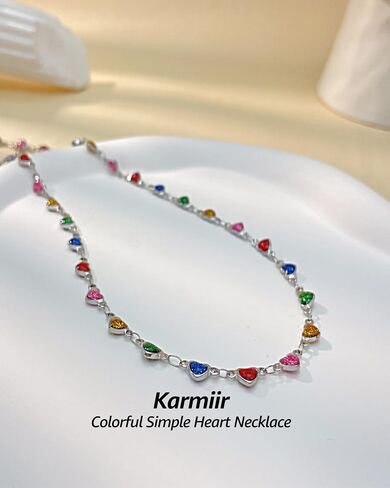 Small Heart Necklace for Women - 18K Gold/Silver/Colorful Plated Heart Choker Necklace - Cute Tiny Simple Minimalist Necklace Women's Dainty Layered Jewelry in Saudi Arabia