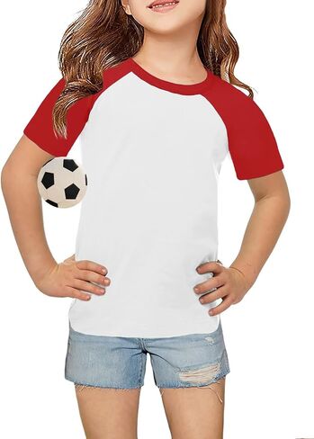 Topstype Girls 'Raglan Short Summer T Shirts Crew Neck 5-14 Years in Kuwait