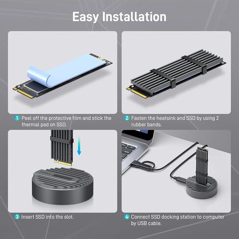 حاوية SSD خارجية FIDECO M.2 NVME، منفذ USB 3.1، محول Gen 2 مع معدل نقل 10 جيجابايت/ علبة قرص صلب USB C لـ M-Key & M+B Key NVME SSD 2230/2242 / 2260/2280، يدعم UASP in Kuwait