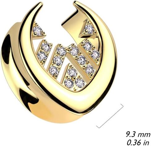 ثقب البومة 14GA من الفولاذ المقاوم للصدأ شريك مجموعة CZ CRISTAL نهايات مع متدلي القلوب الحديد ، بيعت كزوج in Saudi Arabia