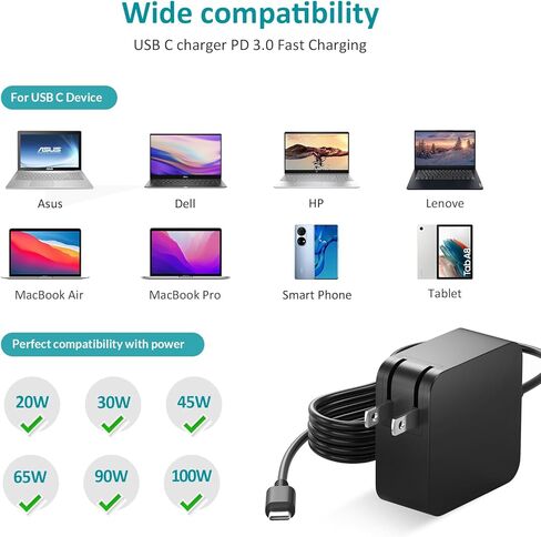 شاحن كمبيوتر محمول عالمي Basicvolt 90W 65W لأجهزة Dell HP Asus Acer Toshiba Samsung IBM Gateway Notebooks Ultrabooks، سلك إمداد الطاقة المحمول DC 15V 16V 18.5V 19V 19.5V 20V بحد أقصى. [خفيف الوزن، صغير] in Kuwait