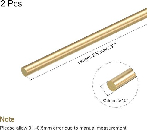 قضبان دائرية نحاسية من MECCANIXITY، قضيب نحاسي مستدير صلب مقاس 5/16 بوصة، قضيب نحاسي بطول 200 مم للانجراف اللكمات، عمود مختلف DIY نموذج حرفي لسيارات السفن، حزمة من 1 in Kuwait