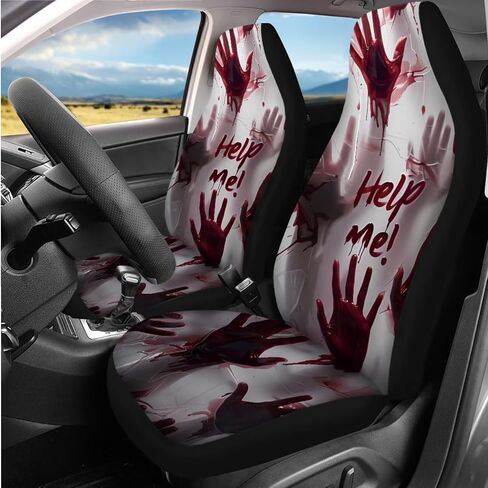 14 Pcs Spider Web Car Seat Covers Full Set Black and White Auto Steering Wheel Cover Armrest Cushion Head Rest Protector Seat Belt Covers with Keychain,Unverisal Fit Cars SUV Turcks in Kuwait