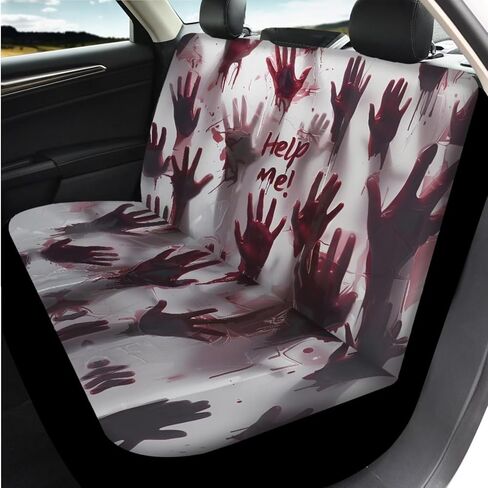 14 Pcs Spider Web Car Seat Covers Full Set Black and White Auto Steering Wheel Cover Armrest Cushion Head Rest Protector Seat Belt Covers with Keychain,Unverisal Fit Cars SUV Turcks in Kuwait