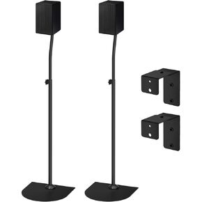 Speaker Stands Pair for Samsung Speakers with Speaker Wall Mount, Height Adjustable Extends 33" to 42" Floor Speaker Stand with Cable Management for Keyhole or Thread Hole Samsung Rear Speaker Stands