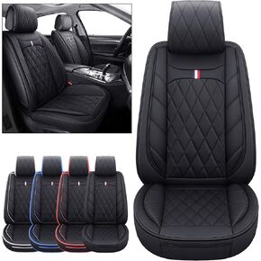 أغطية مقاعد Aierxuan الأمامية للكابتن من الجلد المقاوم للماء متوافقة مع Honda Civic CRV Toyota 4Runner Corolla Pilot Rogue Murano Pathfinder Armada Forte Cherokee (قطعتان أماميتان، أسود)