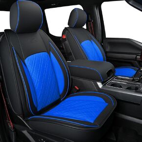 LUCKYMAN CLUB F150 Full Set Q7 Seat Covers, Fit 2015-2023 Ford F150 and 2017-2023 F250 F350 F450 (Full Set, Black)