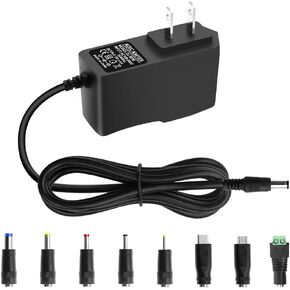 9V 1A DC Power Supply Adapter 9V Power Cord AC 100V-240V to DC 9 Volt 1Amp 1000mA 800mA 500mA 0.8A 0.5A Charger for ADSL Router Arduino, Elliptical Machine, Schwinn Bike, Fan Record Player