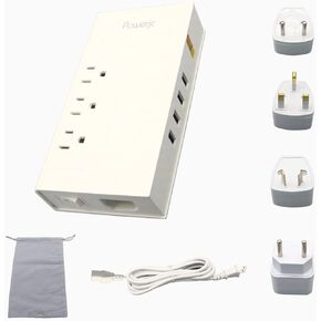 Travel Voltage Converter Power Adapter Step Down 220V to 110V Rated Power 1500with 4 Smart USB Charging Ports ETL for Hot Air Brush and hairdryer