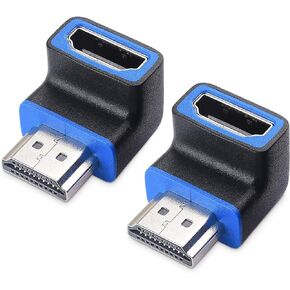 Cable Matters 2-Pack 8K@60Hz 90 Degree Right Angle HDMI 2.1 Adapter 48Gbps (8K HDMI 90 Degree Adapter, 4K@240Hz 90 Degree HDMI Adapter Male to Female, 8K Right Angle HDMI Cable Adapter) in Black