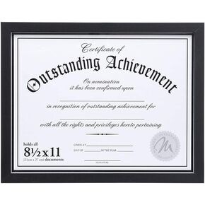 Malden International Designs Wooden Document Frame, 8.5x11, Black