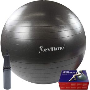 RevTime Ultra Thick Anti-Burst Gym Ball 65 cm with Air Pump Exercise Ball Great for Yoga, Balance, Fitness, Desk Chairs, Dark Gray