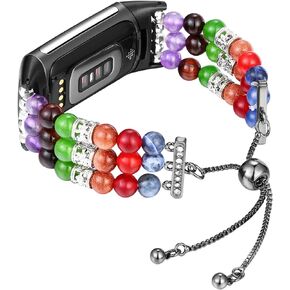Compatible for Fitbit Charge 5 Bands for Women Girl,Elastic Handmade Beads Bracalet Pearl Replacement Strap for fitbit Charge 5