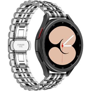Compatible with Samsung Galaxy Watch 6/5/4 Band 40/44mm, Galaxy Watch 6 Classic Bands 43/47mm, Watch 5/5 Pro Band 45mm, 20mm Stainless Steel Band for Galaxy Watch 4 Classic 42/46mm Women Men