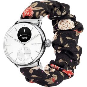 متوافق مع أحزمة الساعة الذكية Withings، 18 مم، 20 مم من القماش المطاطي Scrunchie المرن للنساء، أشرطة بديلة لطيفة