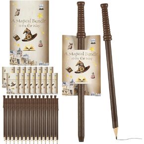 24 Sets Magical Wizard Baby Shower Favors, A Magical Bundle is On The Way Party Gifts Wand Pencils for Wizard Baby Shower Party Gifts Supplies