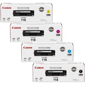 Canon Genuine Toner Bundle 118 2660B021 4 Pack 1 Each: Cyan Magenta Yellow Black for Canon Color imageCLASS MF8350Cdn MF8380Cdw MF8580Cdw MF729Cdw MF726Cdw LBP7200Cdn LBP7660Cdn Laser Printers