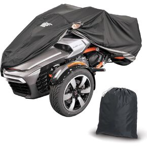 4-476BC Can Am 2015+ F3/F3T/F3S Cover Weather Water Resistant Full Cover Reflective Logo Exhaust Heat Shield Protection from Dust Dirt Rain Sun Rays (Black/Charcoal), Small