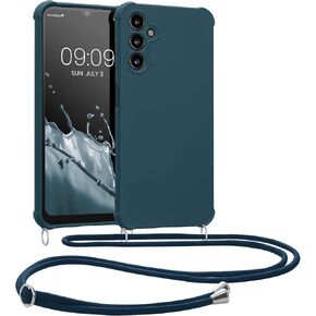 حافظة كروس kwmobile متوافقة مع حافظة سامسونج جالاكسي A14 5G - غطاء سيليكون TPU مع حزام - أسود