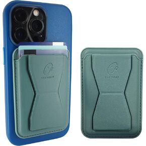 iPhone 12/13/14 (Pro) PU Leather Card Holder Wallet Kickstand Bowtie Type [Unique Colors Compatible with MagSafe] for 6.1inch and Smaller iPhones (Comet Streak Green)