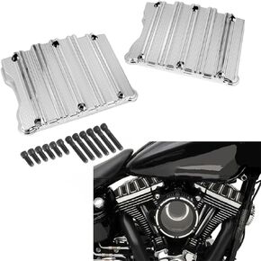 CNC دراجة نارية الروك مربع أعلى يغطي 10-قياس شرارة رئيس الترباس يغطي ل Harley Twin Cam Touring Dyna Softail Road King Flhr Street Glide Flhx Ultra Electra Glide 1999-2017، كروم