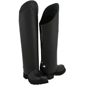 Milwaukee Leather MLM5556 Unisex Black Leather Tall Half Chaps with Back Zipper