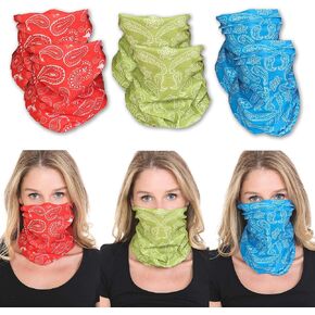 Balaclava Face Mask, Neck Gaiter, UV Protector Hood Motorcycle Ski Snowboarding Cycling Hunting Scarf for Men Women Kids (Red, Green, Light Blue)