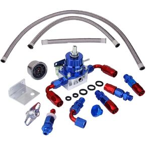 Universal Adjustable Aluminum FPR Fuel Pressure Regulator Kit +160 Psi Pressure Gage AN6-6AN Fuel Line,Hose Fitting Connectors Kit … in Saudi Arabia