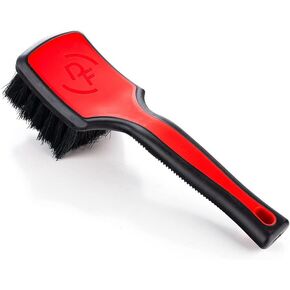 Detail Factory - ProGrip Interior Scrub Brush - Soft Bristles - Rubber Grip for Maximum Stability and Comfort - Curved Head Profile for Better Clearance - Red