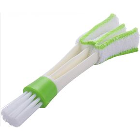 Mini Duster, Double Ended Microfiber Vent Duster & Brush, for Computer Keyboards, Fans, Air Conditions, Car Air Outlets, Quick Clean, Removable Cloth Cover, Portable & Precision Dusting Tool