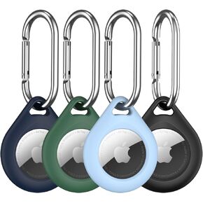 R-fun Airtag Holder, 4 Pack Apple Airtag Case with Keychain,AirTag Holder for Dog Collar, Wallet,Kids, Keys, Super Protective Scratch-Proof and IP7 Waterproof -Clear