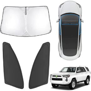 Karltys Sunshade for Toyota 4Runner 2010-2025, Upgraded Double Layer 210T 4Runner Windshield Sun Shade & Front Side Window Cover, Foldable Car UV Ray Sun Visor Protector Keep Vehicle Cool (3PCS)