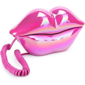 Funny Lip Telephone, with Number Storage Function, Rose Red Landline Telephone Home Desktop Corded Fixed Telephone for Home Office Phones Home Decoration, Gifts for Kids Seniors Adults Friends