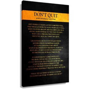 Dont Quit Poem Framed Wall Art Canvas Motivational Poster Inspirational Pictures For Living Room Poetry Gift Framed (12x18 inch)