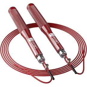 High Speed Jump Rope with Double Ball Bearing, Adjustable Tangle-Free Jumping Rope with 2 Speed Rope & Aluminum Non-Slip Grip, Weighted Skipping Rope for Double Unders,Boxing, MMA, Fitness
