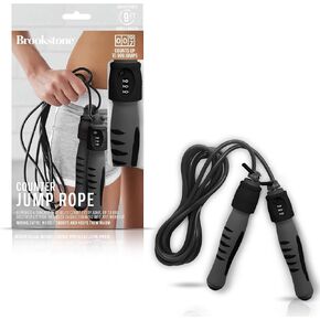 Brookstone Counter Jump Rope For Fitness, Counts Up To 999 Jumps, Adjustable 9 Ft Jumprope Length - Counting Jump Rope With Analog Counter - No Batteries Required