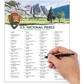 Stamp My Passport National Parks Checklist - Travel Bucket List of 63 National Parks - Travel Wall Decor Poster (8x10 Unframed)