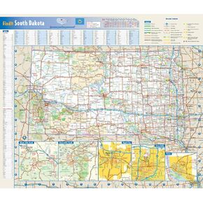 South Dakota State Wall Map - 17.75" x 15.25" Laminated