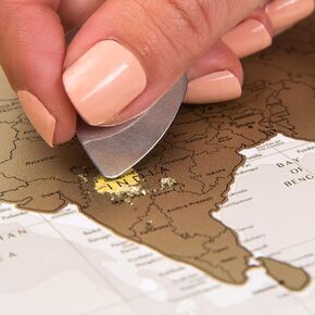 Detailed Scratch Off World Map with Push Pins (23" x 34") Large Places I've Been Travel Map - Thousands Cities and Places to Mark - Made in Ukraine by 1DEA.me
