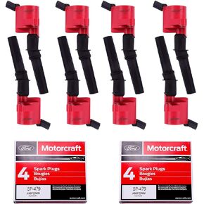 MAS Set of 8 Ignition Coil Pack DG508 & 8pcs Motorcraft Spark Plug SP479 Compatible With Ford F150 E250 Expedition Excursion Lincoln Navigator Replacement for DG457 DG491 3W7Z12029AA