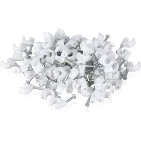 200 Pack Nail In Cable Clips Cable Management Ethernet Cable Nails Tacks Clips 7mm for RG6 Cat6 Cable - White