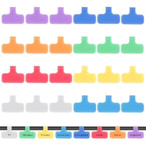 Cable Cord Labels, 24Pcs Reusable Cable Labels for Organizing Wires and Identification Multicolored Handwriting Cable Tags