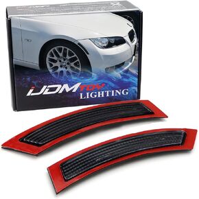 iJDMTOY White/Clear Lens Front Bumper Side Markers Compatible With 2007-2012 BMW E92/E93 3 Series Coupe 328i 335i, Replace OEM Amber Reflector Assy